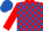 Red & royal blue check, royal blue cap