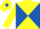 Yellow and royal blue diabolo, yellow cap, royal blue diamond
