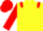 Yellow body, red epaulettes, red arms, red cap
