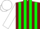 Burgundy, green stripes on white sleeves, white cap
