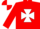 Red, white maltese cross, red sleeves, quartered cap
