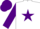 White body, purple star, purple arms, purple cap