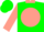 Green, coral ball, coral collar, coral sleeves, green cuffs