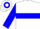 White, blue circled 's', blue hoop on sleeves