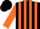 Black, orange stripes and sleeves, black cap