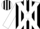 Black, white cross sashes, white stripes on slvs