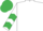White, emerald green chevrons on sleeves, emerald green cap