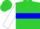 Lime, blue hoop, white sleeves, lime cap