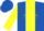 Royal blue, yellow vertical stripe and star, yellow diamond on slvs