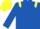 Royal blue, yellow epaulets, yellow circled 'tt', royal blue and yellow cap