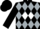 Black, vertical silver diamonds, 'roc' on white diamond, black cap