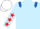 Light blue, royal blue epaulets, light blue sleeves, red stars, white cap