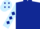 Dark blue body, light blue arms, dark blue diamonds, light blue cap, dark blue diamonds