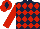 dark blue, red diamonds, red sleeves, red cap, dark blue diamond
