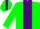 Green, purple stripe and collar, green cap, purple stripe