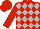 Red and light grey checked diamonds, red sleeves and cap