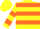Yellow, orange 'a & b' and hoops, orange bars on sleeves, yellow cap