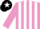 Mauve and white stripes, black cap, white star