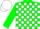 Green, white blocks, white cap