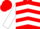 Red, white chevrons, white sleeves, red cuffs