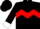 Black, red chevron hoop,white cuffs