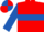 Red, royal blue hoop and sleeves, quartered cap