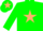 Green body, beige star, green arms, green cap, beige star