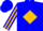Blue, gold 'cj' in diamond, gold diamond stripe on sleeves