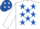 White, Royal Blue stars, White sleeves