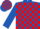Royal blue and red check, royal blue sleeves