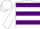 White, purple hoops, white sleeves and cap