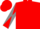 Red, grey circled fl, red and grey diagonally quartered sleeves, red cap