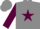 Grey, maroon star, maroon sleeves, grey cap