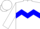 White, blue chevron hoop, white cap