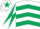 White, dark green chevrons, diabolo on sleeves and star on cap