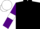 Black, purple sleeves, white armlets, white cap
