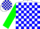 White, blue 'farm d allie' on green flag, blue blocks on green sleeves