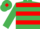 Emerald green & red hoops, emerald green sleeves, red diamond on cap