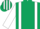 Dark Green, White braces and sleeves, striped cap