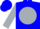 Blue, black 'mhf' and horse emblem in silver ball, silver balls on sleeves, blue cap