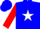 Blue, white star, white and red halve sleeves
