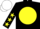 Black, yellow disc, black sleeves, yellow stars, white cap