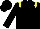 Black body, yellow epaulettes, black arms, black cap