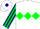 White, navy blue & green diamond hoop, navy blue & green diamond stripe on sleeves