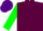 Garnet body, green arms, purple cap