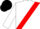 White, red sash, white sleeves, black cap