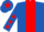 royal Blue, red stripe and stars on sleeves, royal blue cap, red star