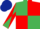 Emerald green & red quartered, diabolo on sleeves, dark blue cap