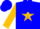 Blue, blue 'w' in gold star, blue stars on gold sleeves, blue cap