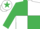Emerald green & white quartered, white armlet, white cap, emerald green star